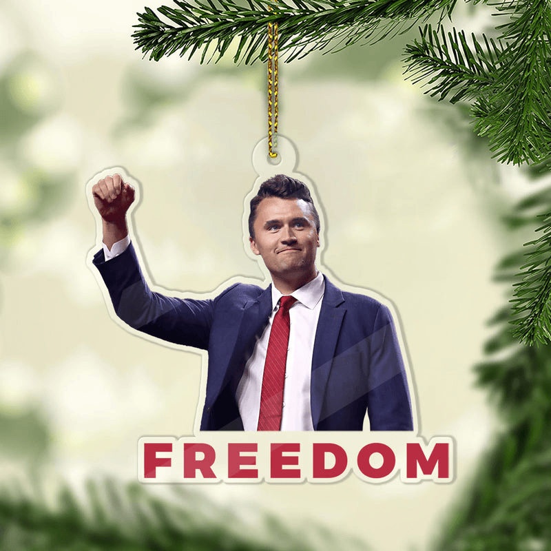 TPUSA Charlie Kirk FREEDOM Acrylic Ornament Charlie Kirk Memorial Xmas Tree Decor Gift for Grandpa