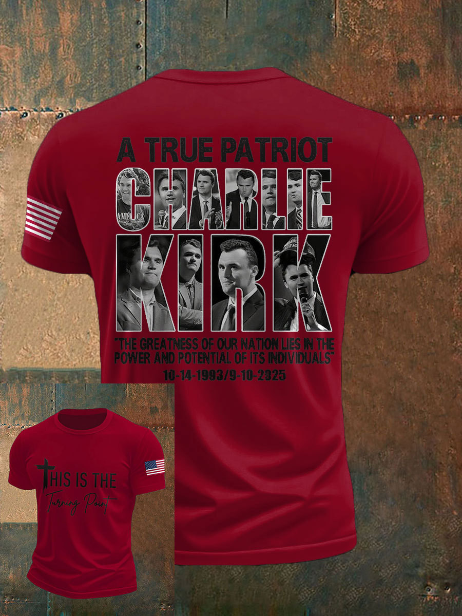 TPUSA Charlie Kirk T-Shirt A True Patriot 1993 2025 Tribute Red Charlie Kirk Clothing