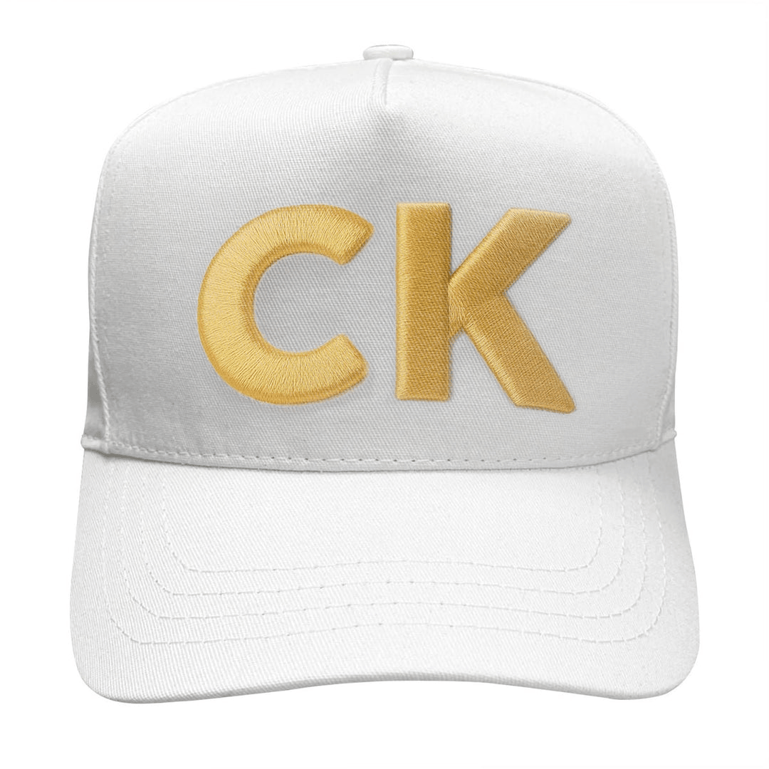 TPUSA CK Gold Puff Embroidered White Hat Charlie Kirk Hat Patriotic Gift for Trump Supporters