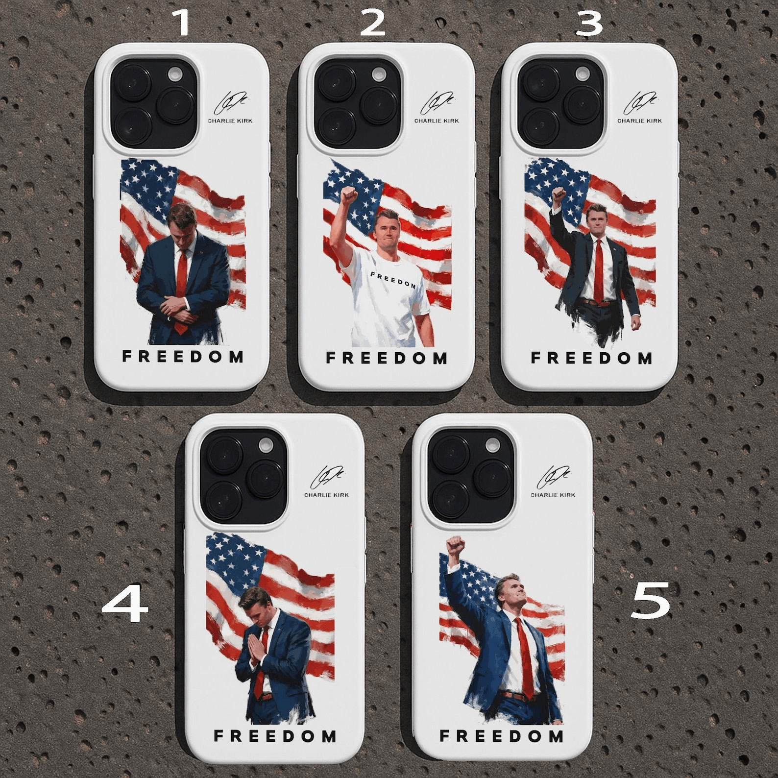TPUSA Freedom Charlie Kirk Phone Case Patriot Charlie Signature Phone Cover Charlie Kirk Merch Gifts for Him Her
