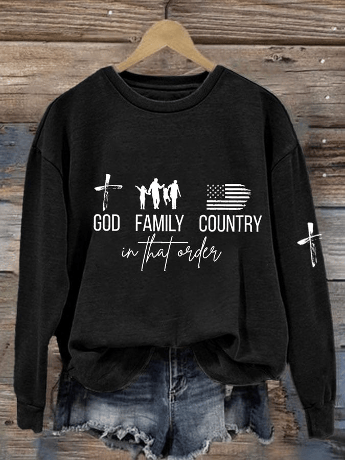 TPUSA Merch God Family Country In That Order Printed Sweatshirt