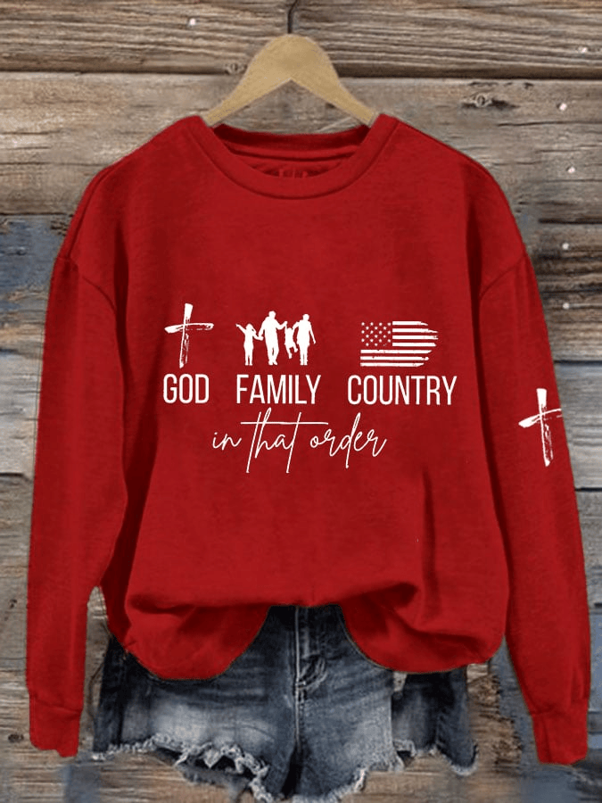 TPUSA Merch God Family Country In That Order Printed Sweatshirt