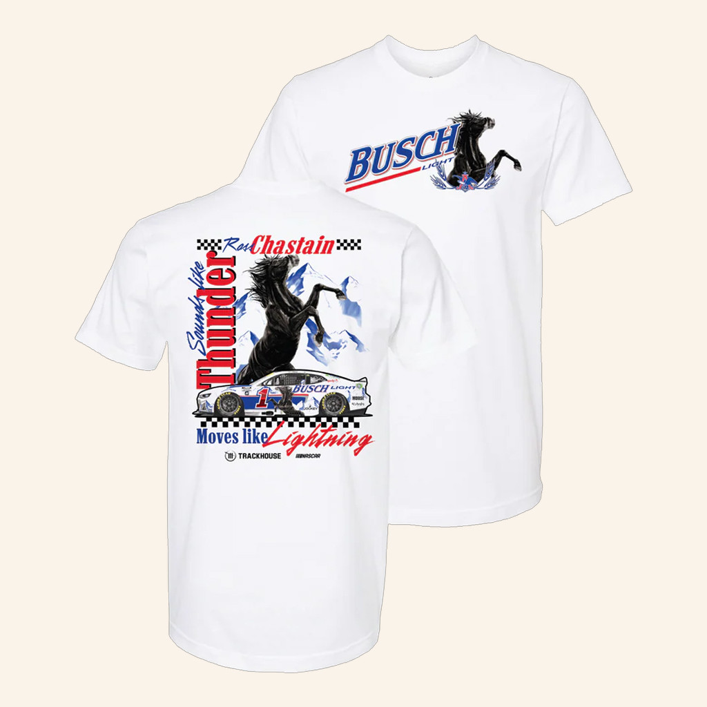 Trackhouse Merch Ross Chastain 1 2025 Busch Light Retro T-Shirt Gifts For Racing Fans