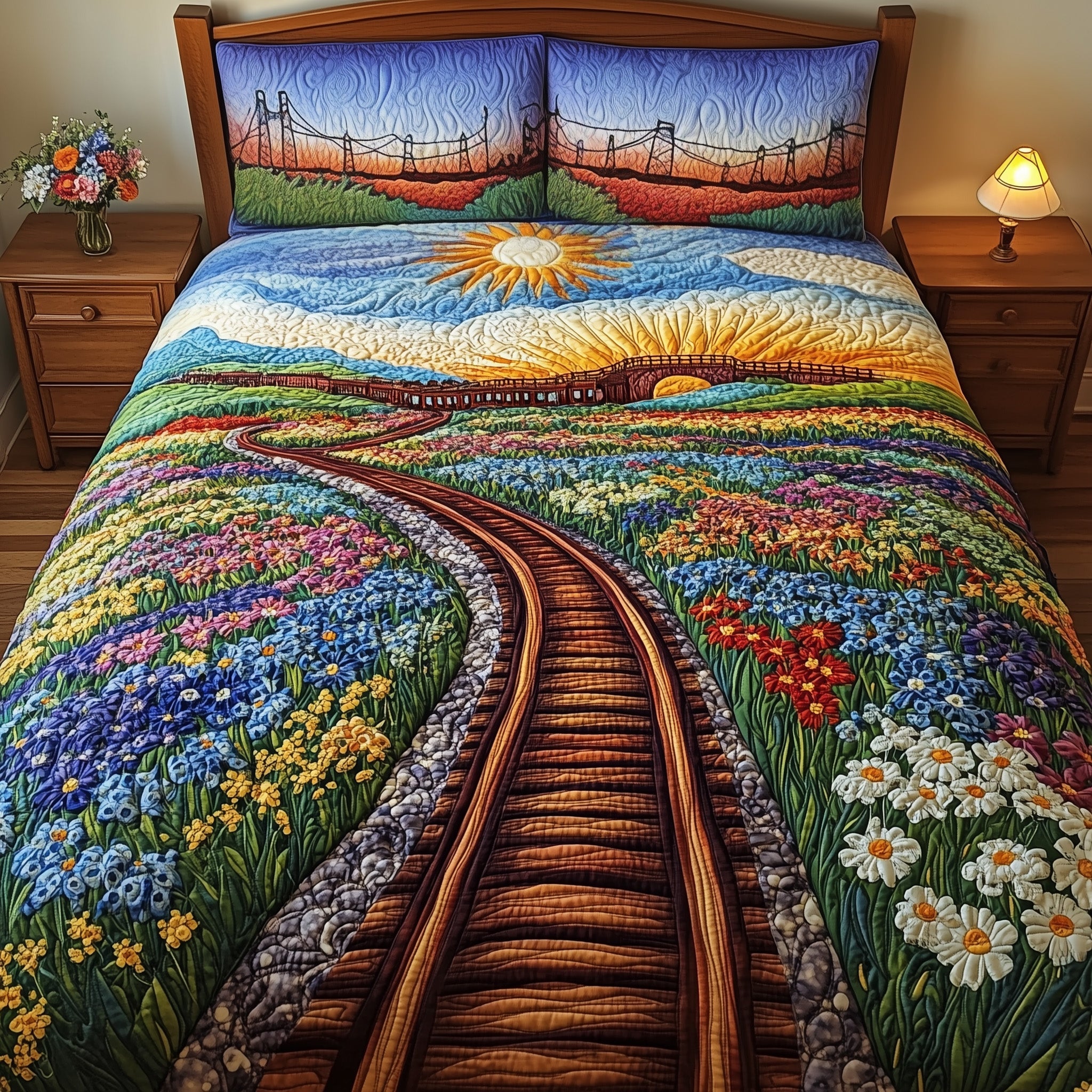 Tracks of Texas Quilted Bedding Set Duvet Cover Merchandise Best Gifts From Texas