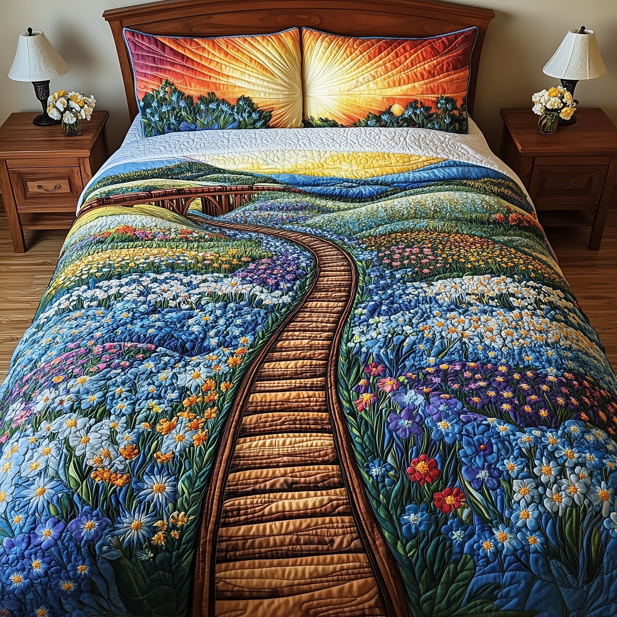 Tracks of Texas Quilted Bedding Set Duvet Cover Merchandise Texas Gifts Online