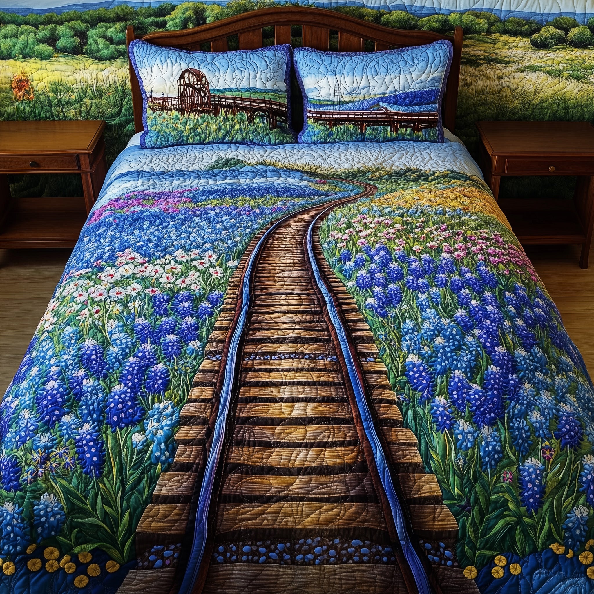 Tracks of Texas Quilted Bedding Set Duvet Cover Merchandise Texas Themed Gifts