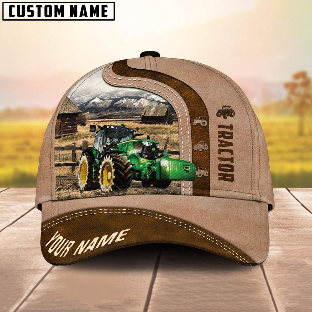 Tractor Custom Name Light Brown Cap Farm Cap Farmer Baseball Cap Gift For Farmer