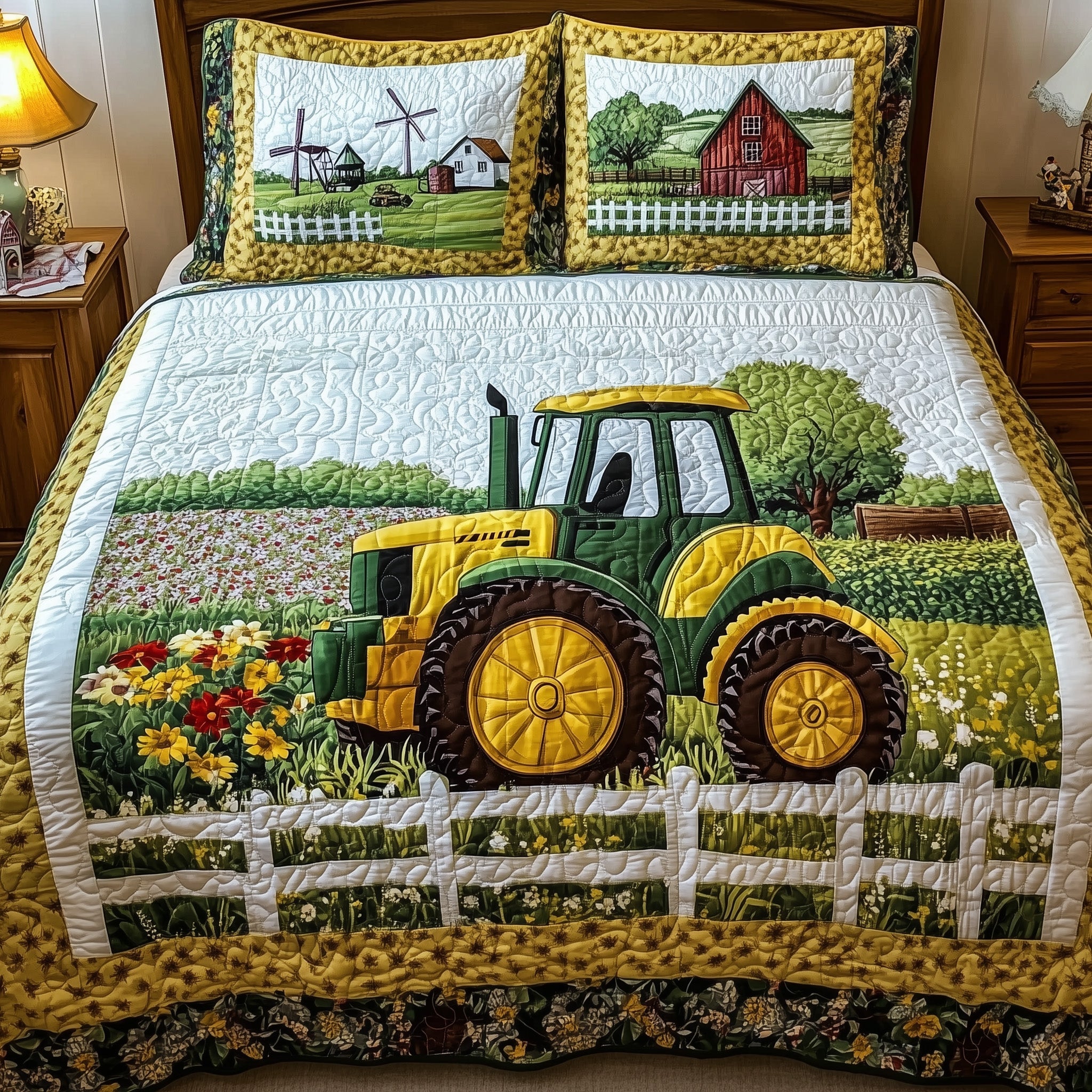 Tractor Dream Quilted Bedding Set Duvet Cover Merchandise Farming Gifts For Her