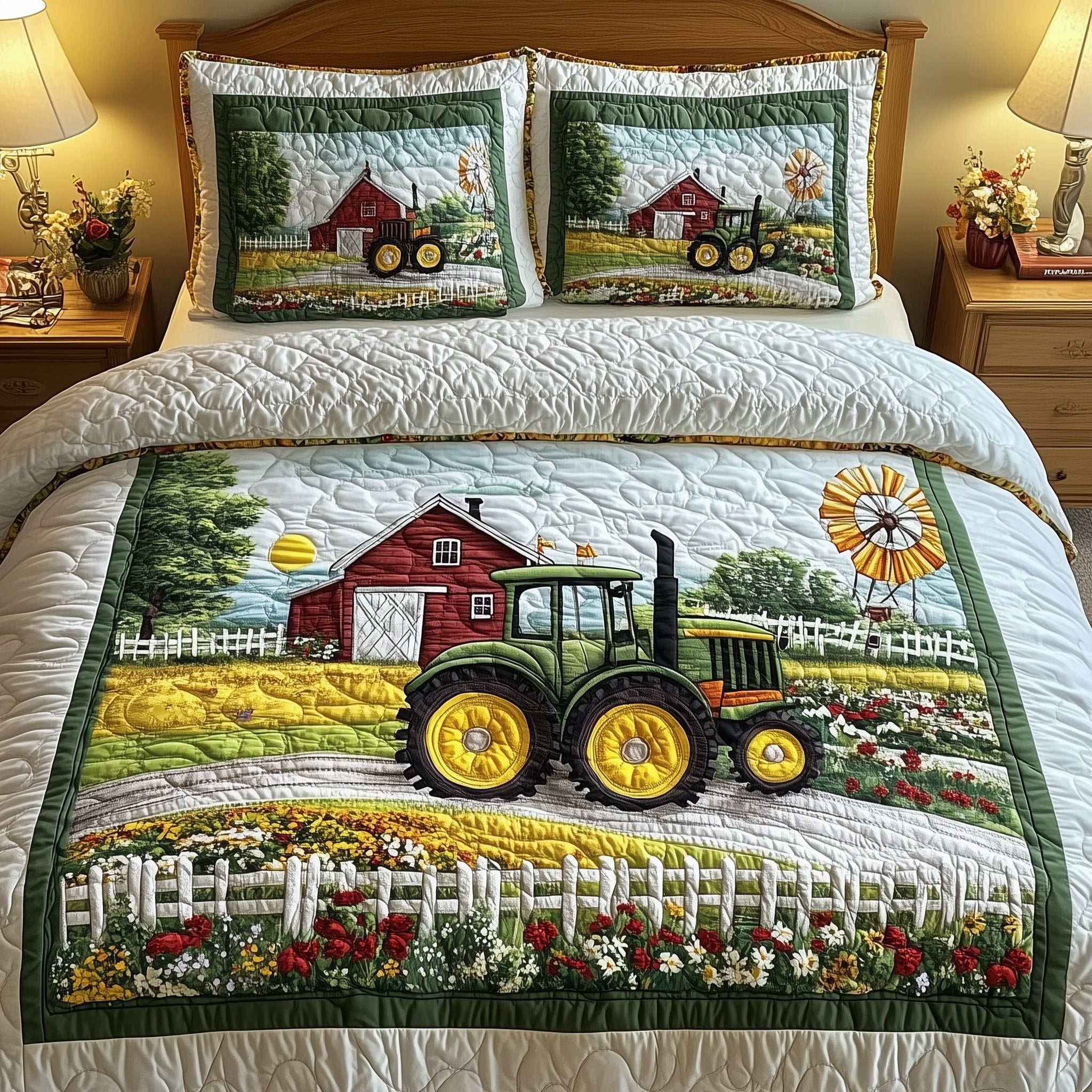 Tractor Dream Quilted Bedding Set Duvet Cover Merchandise Farming Gifts For Him