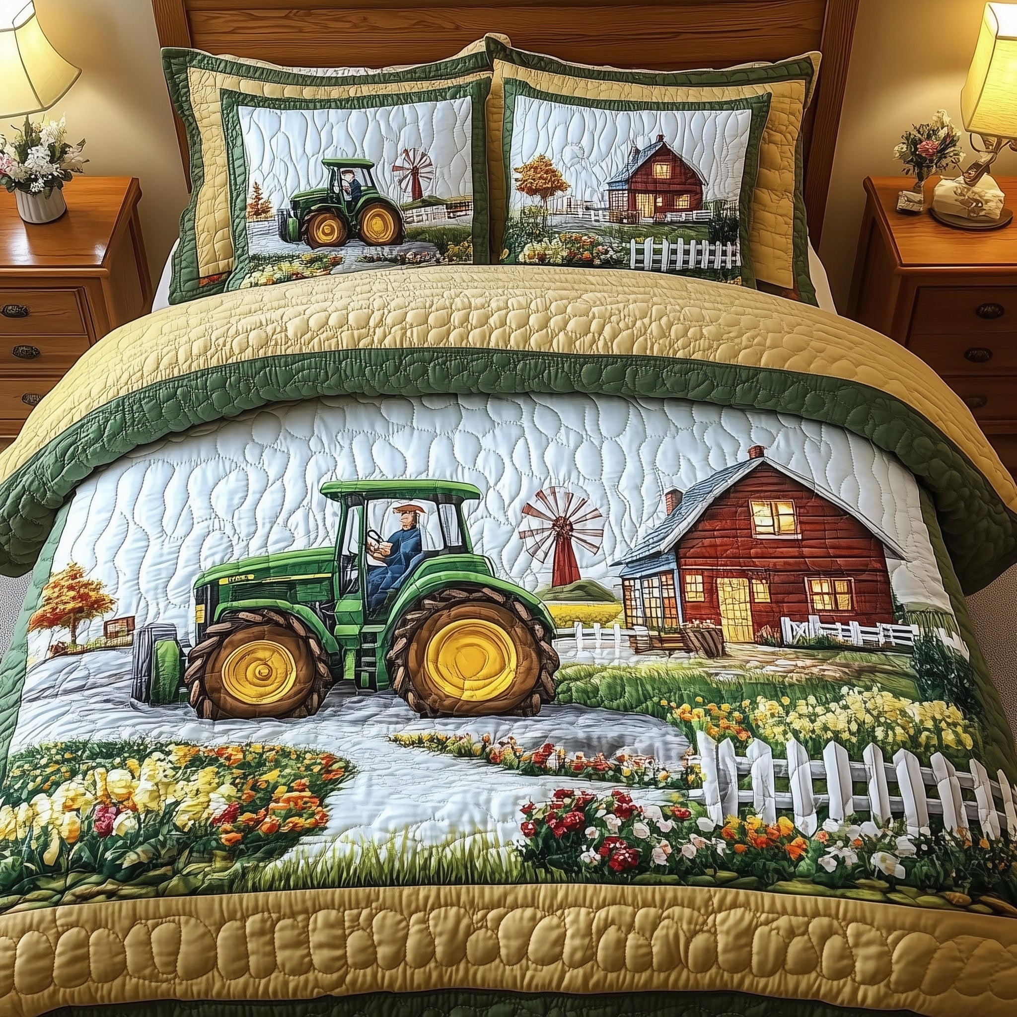 Tractor Dream Quilted Bedding Set Duvet Cover Merchandise Gift Baskets For Farmers