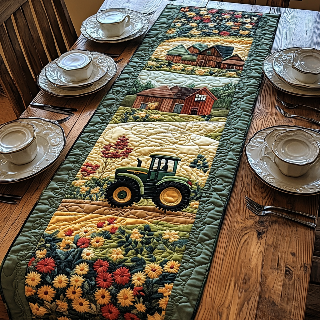 Tractor Dreams Quilted Table Runner Dining Table Decor Tractor Gifts For Farmer