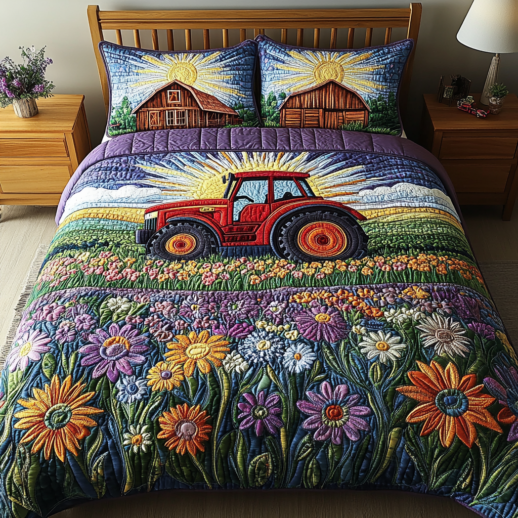 Tractor Glory Quilted Bedding Set Best Comforter Sets Tractor Gifts For Dad