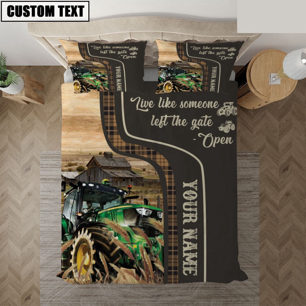 Tractor Like Someone Left The Gate Open Customized Name Bedding Set Cute Couple Gifts