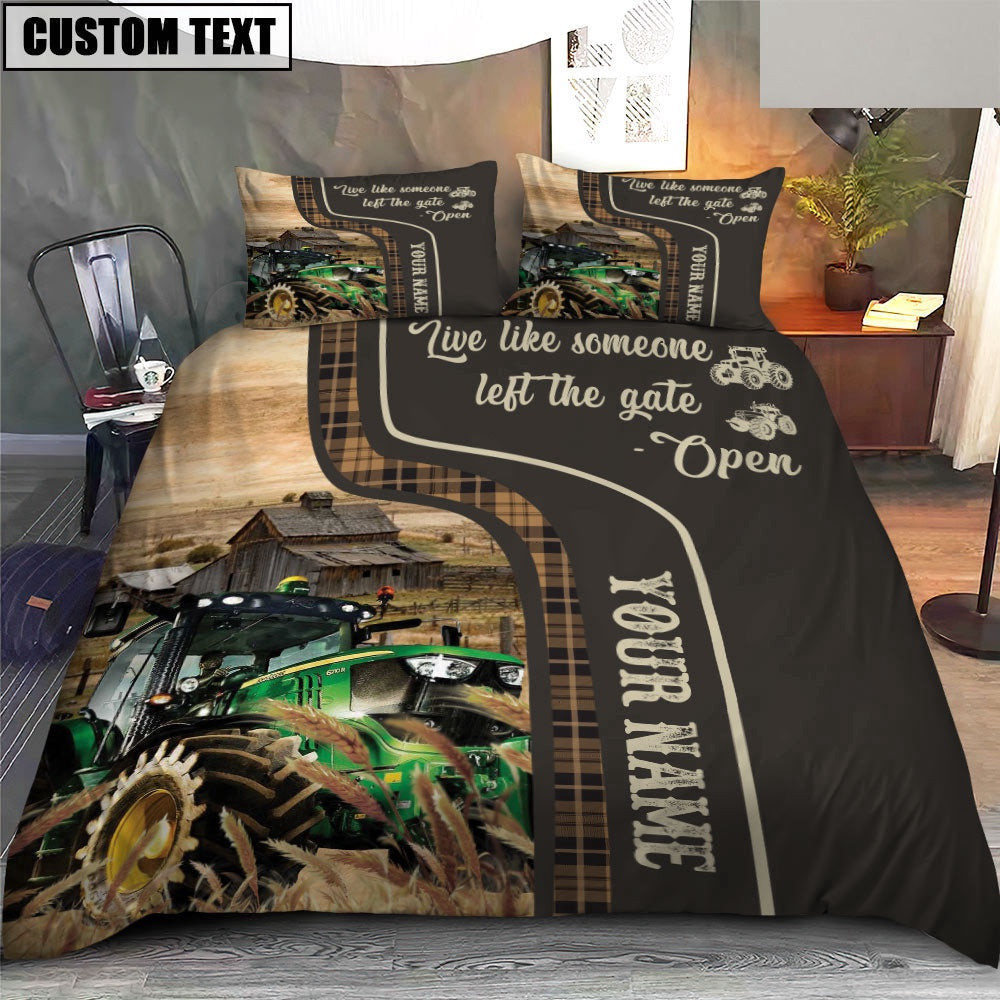 Tractor Like Someone Left The Gate Open Customized Name Bedding Set Cute Couple Gifts