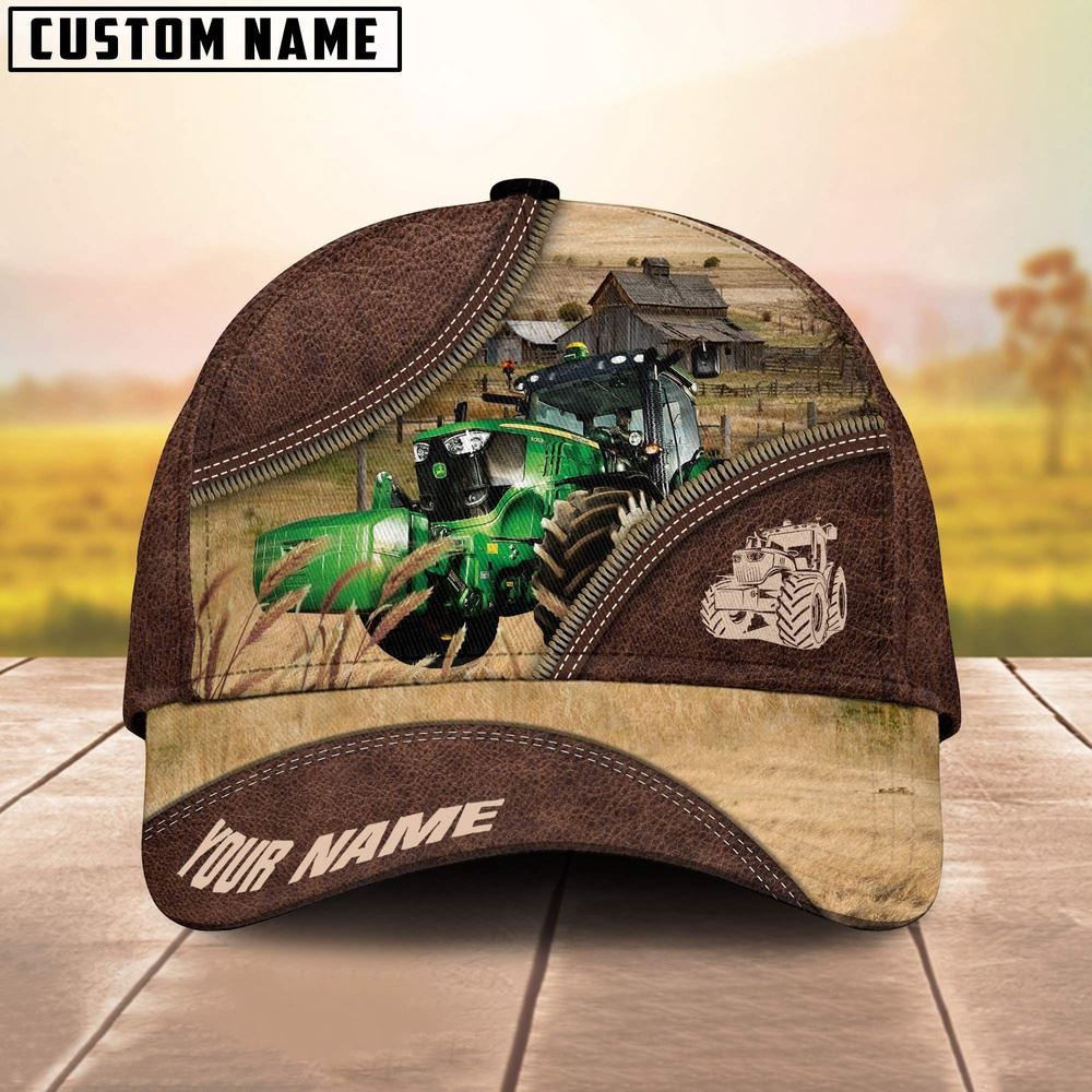 Tractor On The Farm Customized Name 3D Brown Cap Farm Cap Farmer Baseball Cap Gift For Farmer