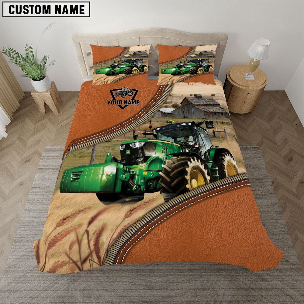 Tractor On The Farm Customized Name Bedding Set  Xmas Bedding Set Cute Couple Gifts