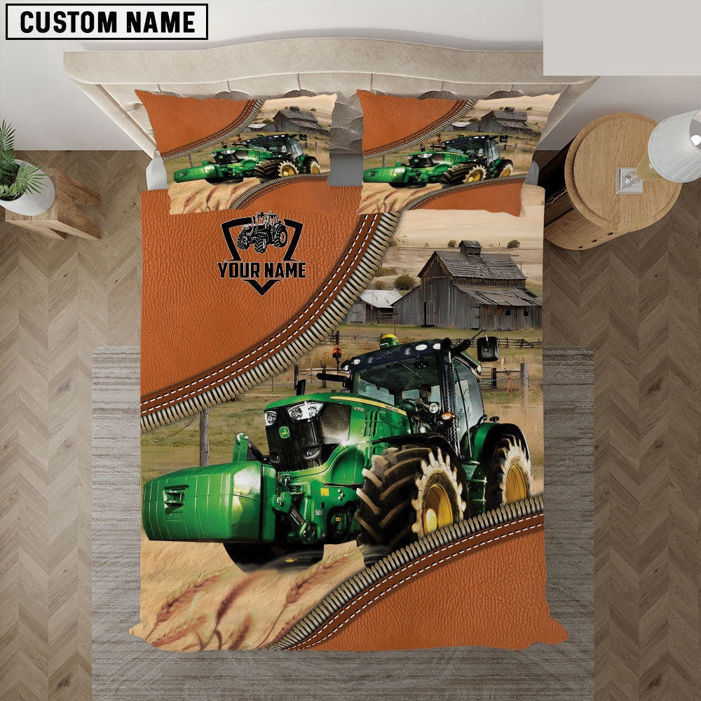 Tractor On The Farm Customized Name Bedding Set  Xmas Bedding Set Cute Couple Gifts