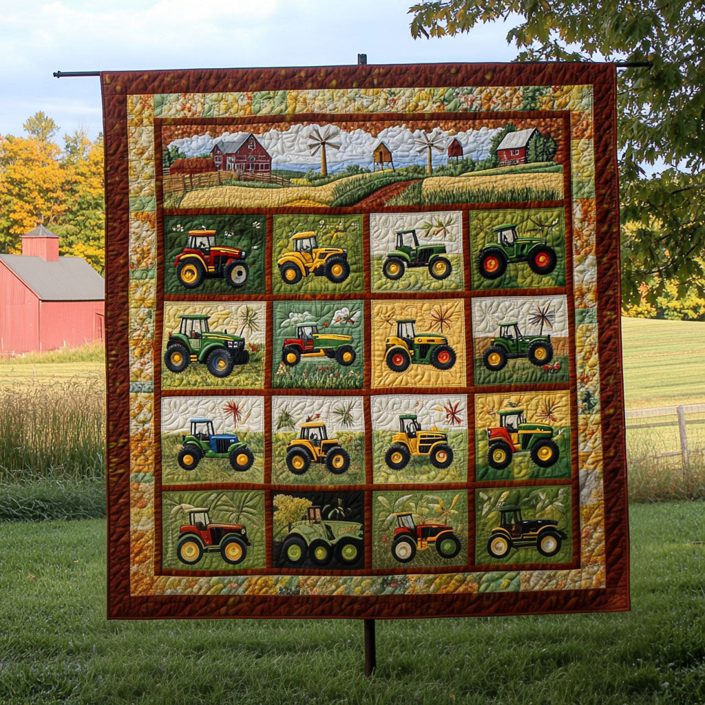 Tractor on the Plains Quilted Blanket Xmas Holiday Best Presents For Farmers