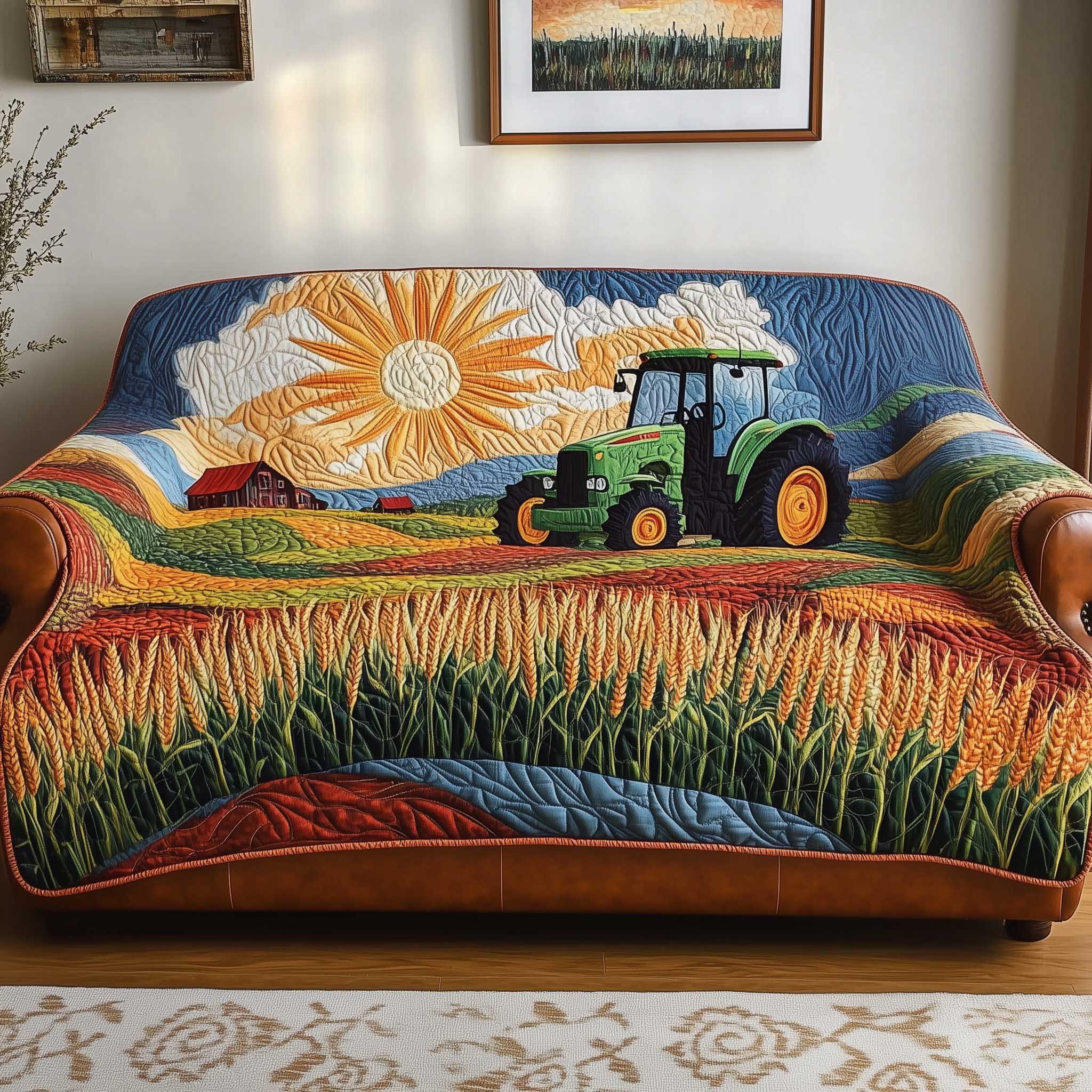 Tractor Quilted Sofa Cover Heavy Duty Farm Equipment Protector Tractor Gifts For Dad Farmers