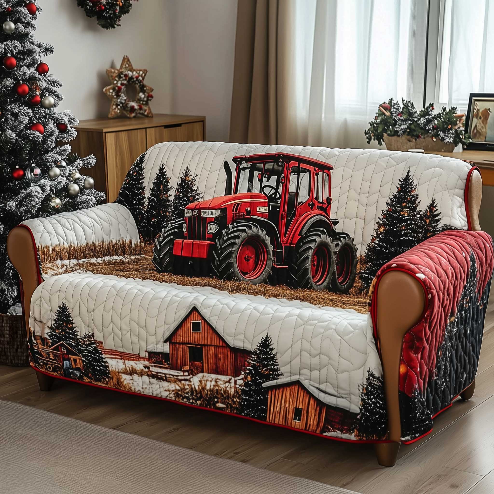 Tractor Quilted Sofa Cover Working Farm Scene Sofa Cover Tractor Gifts For Dad Farmers