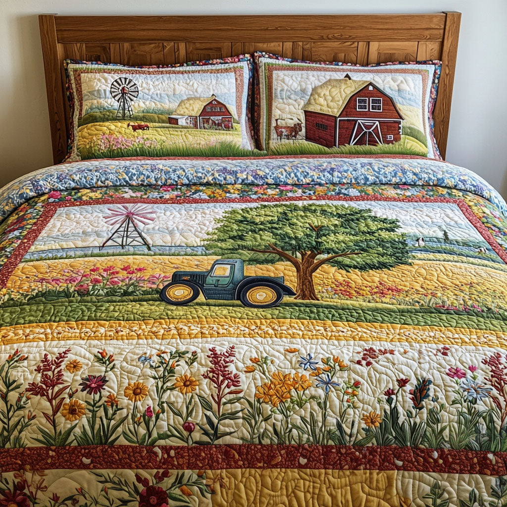 Tractor Sunrise Quilted Bedding Set Bed Decor Ideas Best Tractor Gifts Items