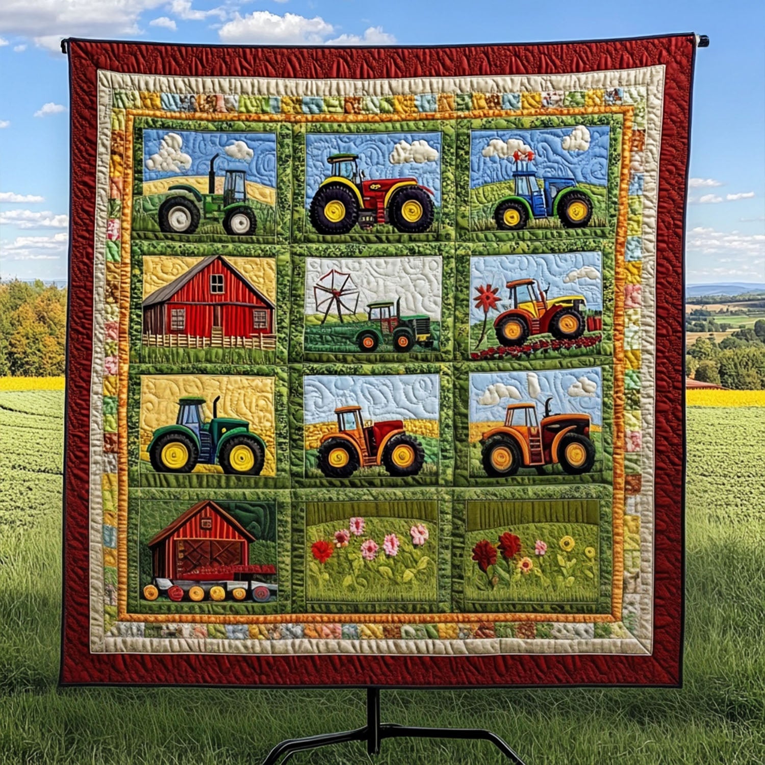 Tractor Sunshine Quilted Blanket Bedroom Decor Christmas Gifts For The Farmer