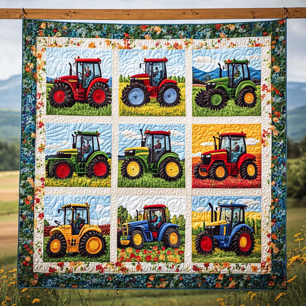 Tractor Tapestry Quilted Blanket Unique Gifts For Farmers