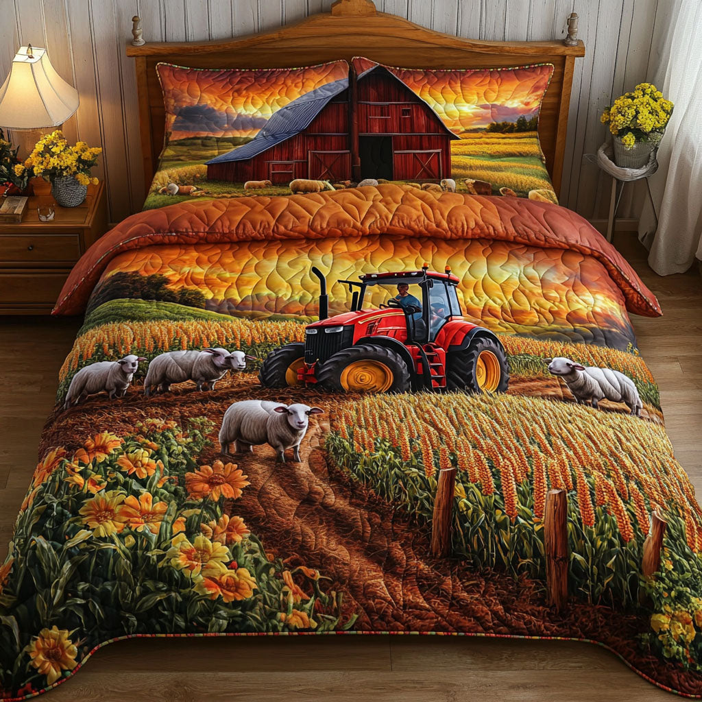Tractor Tracks Quilted Bedding Set Bedroom Decorations Farmall Christmas Gifts Tractor