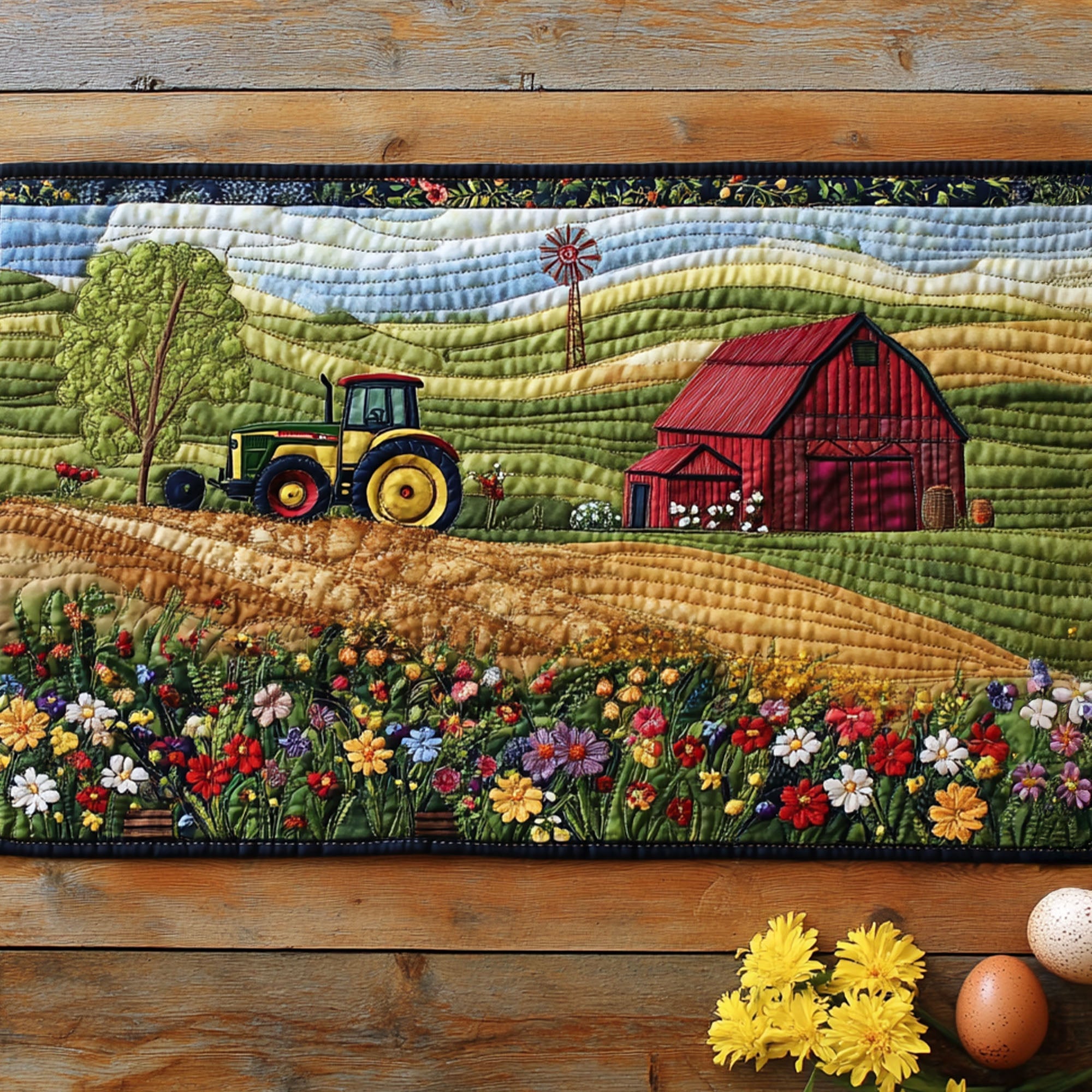 Tractor Tracks Quilted Table Runner Kitchen Table Decor Ideas Cool Farmer Gifts