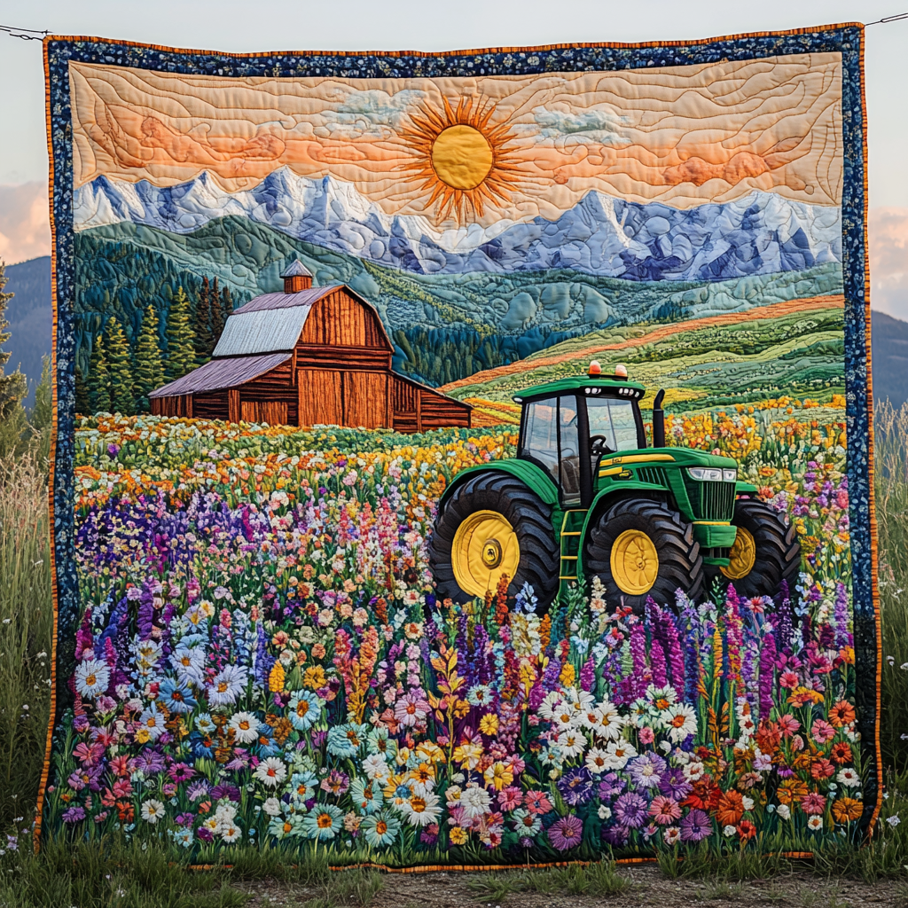 Tractor Trails Quilted Blanket Best Throw Blanket Best Gifts For Tractor Lovers