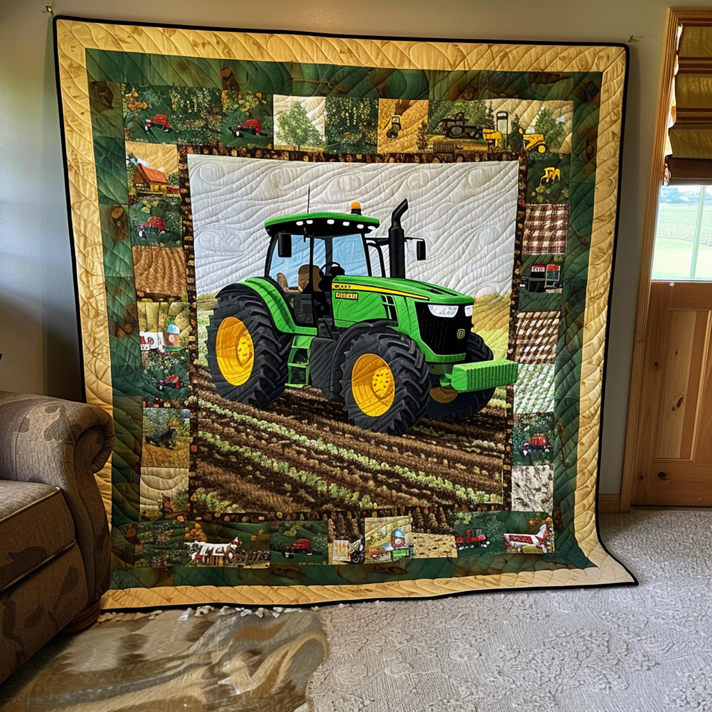 Tractor Trails Quilted Blanket Unique Gifts For Farmers