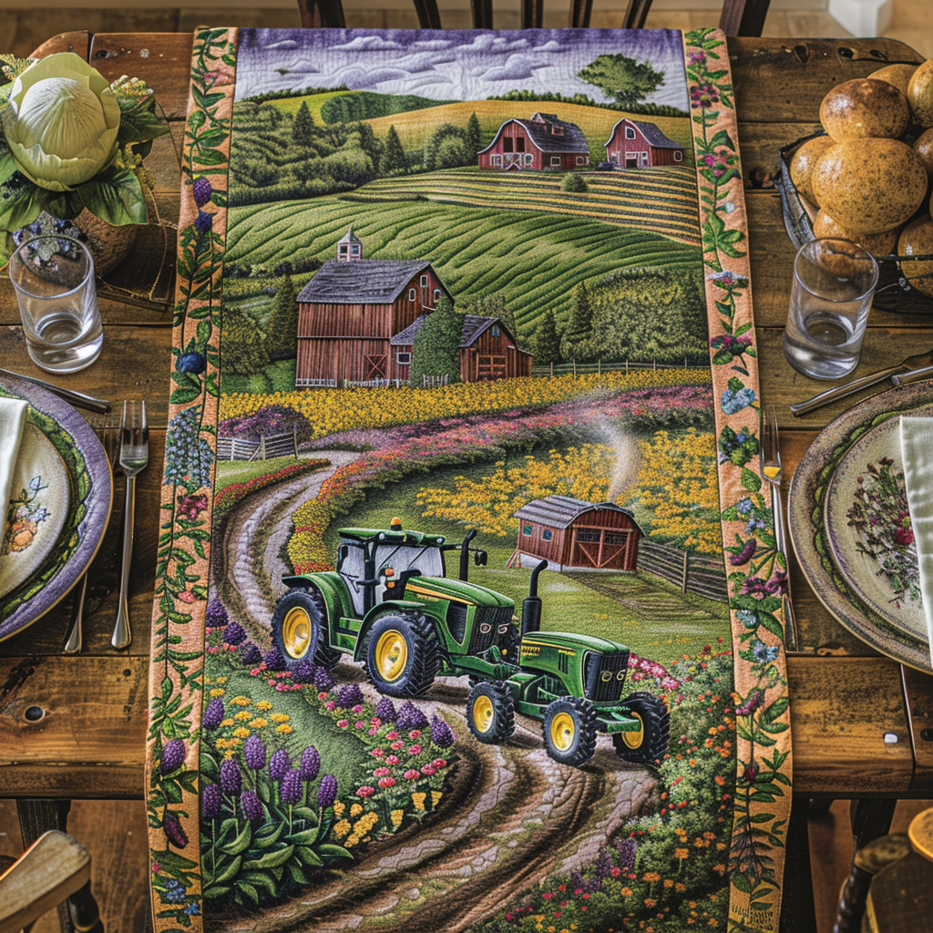 Tractor Trails Quilted Table Runner Dining Room Table Decor Ideas Presents For Tractor Lovers