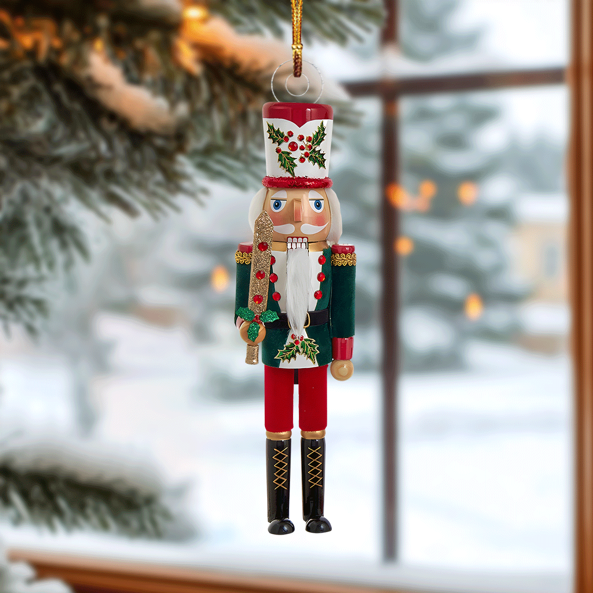 Traditional Soldier Nutcracker Mica Ornament
