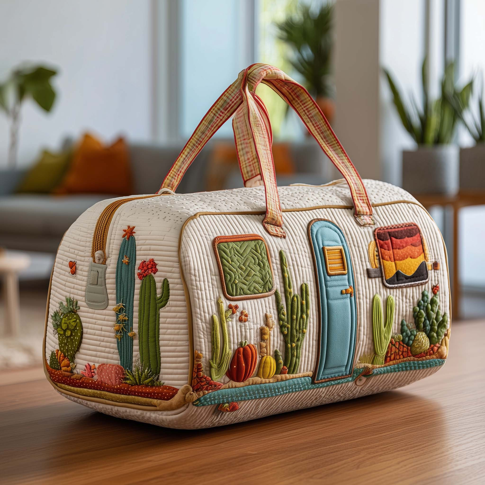Trail Haven Camper Quilted Duffle Bag Desert Cactus Southwest Travel Bag Best Gift For Camper Lovers