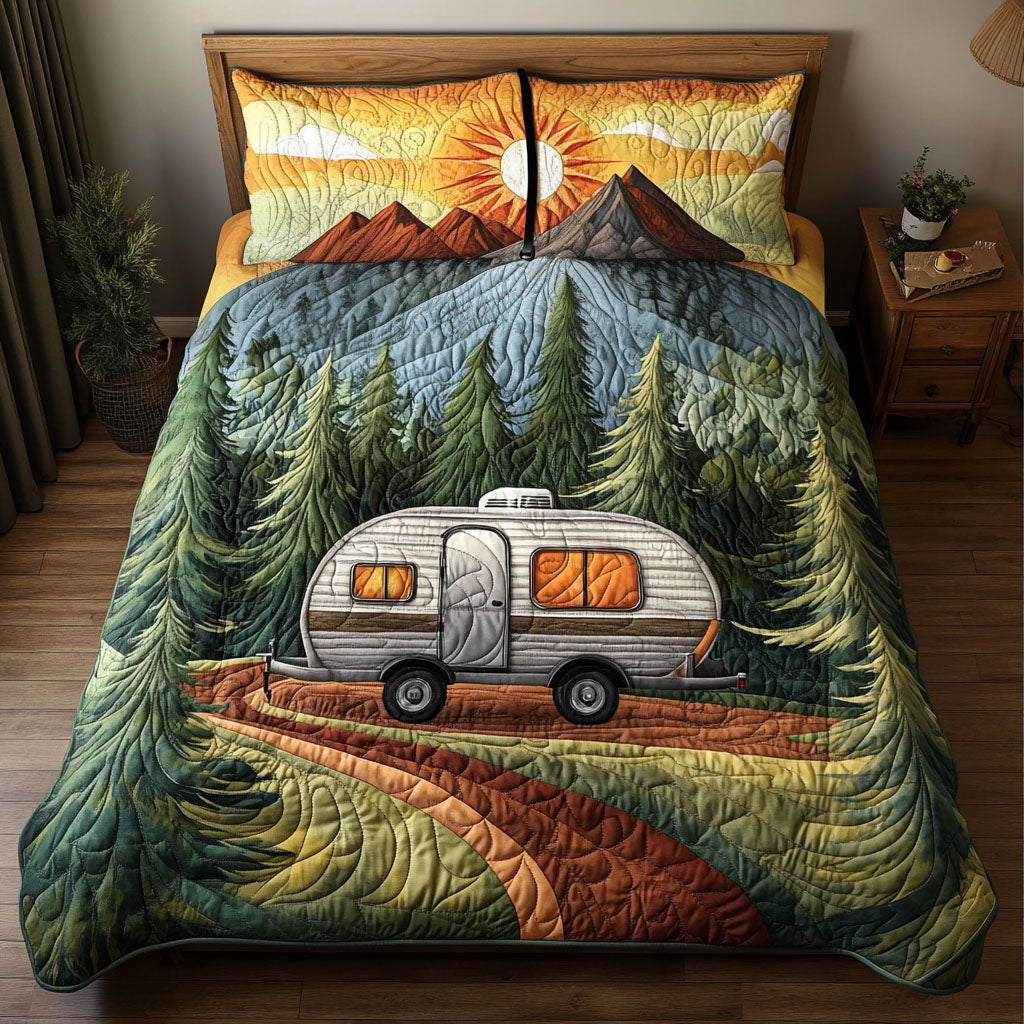 Trailblazer Adventure Quilted Bedding Set Bed Decorations Great Camping Lover Gifts