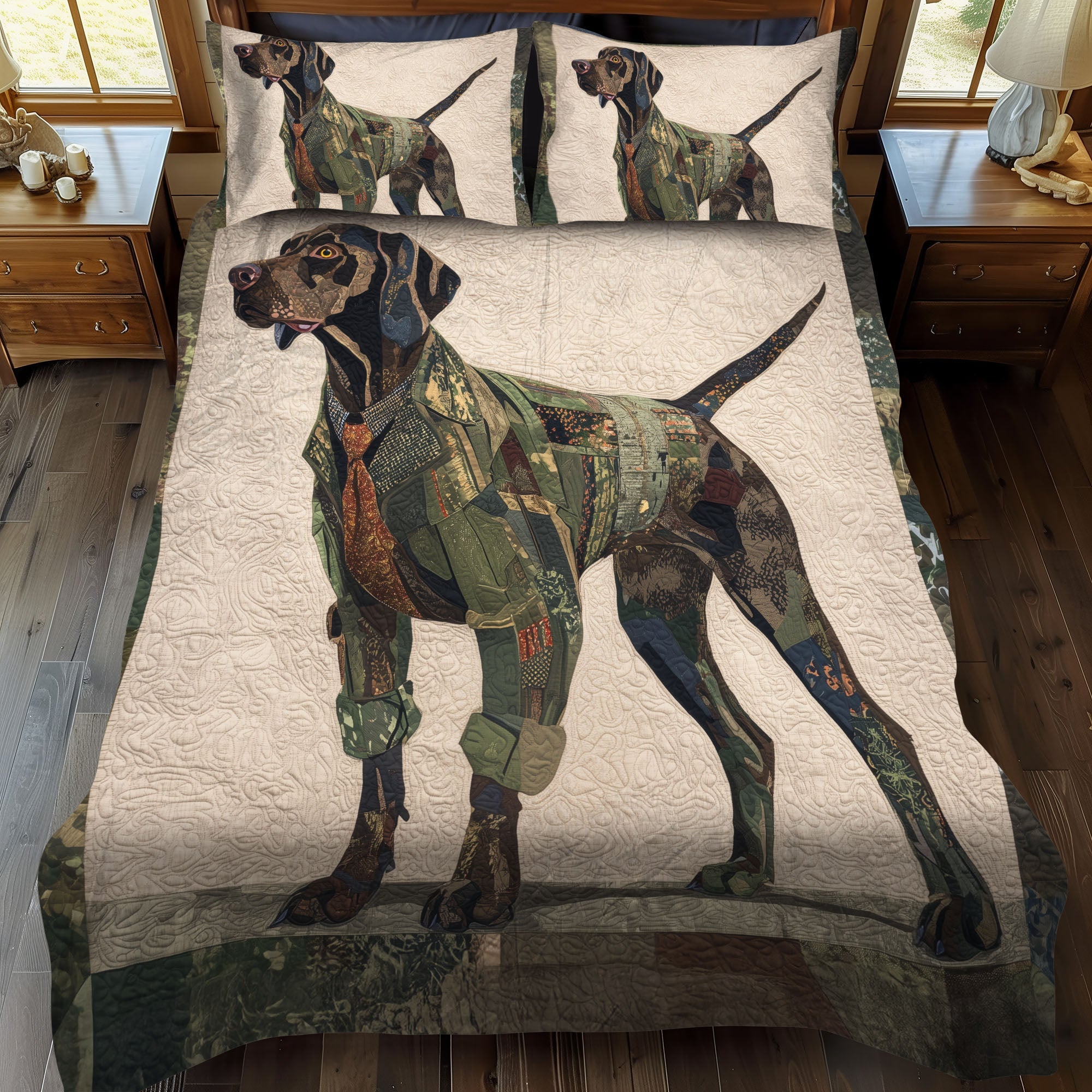 Trailblazer Hunter Quilted Bedding Set Best Comforter Sets German Shepherd Gifts For Her