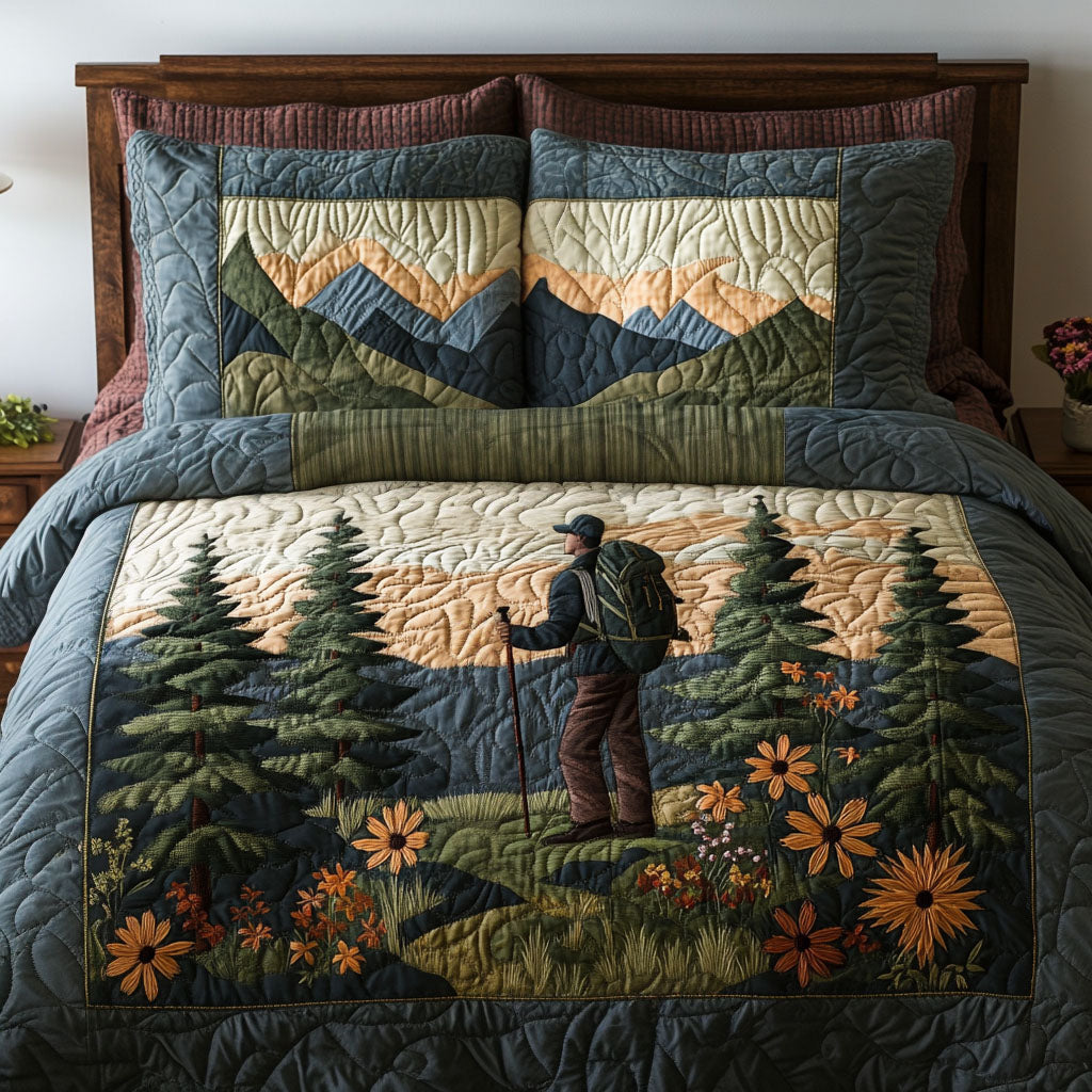 Trailblazer Trek Quilted Bedding Set Cool Bedroom Decor Best Gifts For Hikers