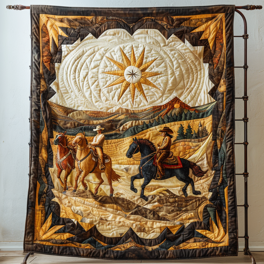 Trailblazer Twilight Quilted Blanket Gift For Cow Lover