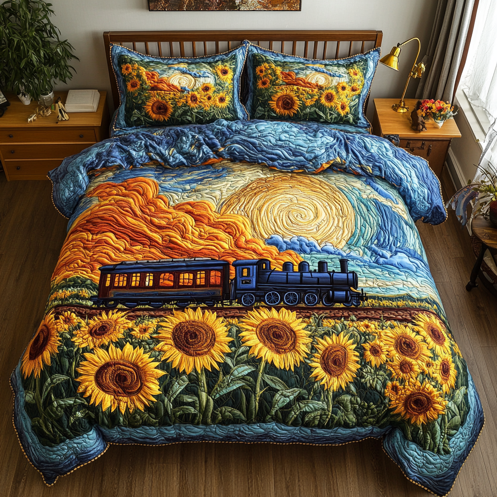 Train Adventure Quilted Bedding Set Best Comforter Sets Train Gifts For Men