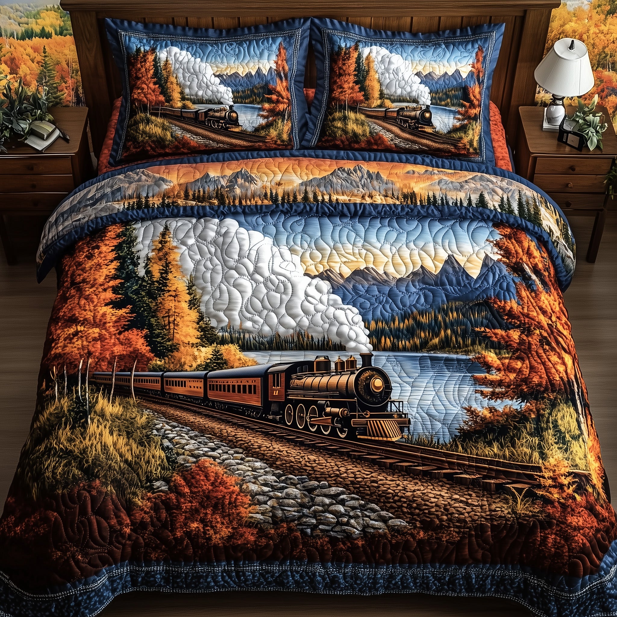 Train Forestbound Journey Quilted Bedding Set Duvet Cover Merchandise Best Gifts For Train Lovers