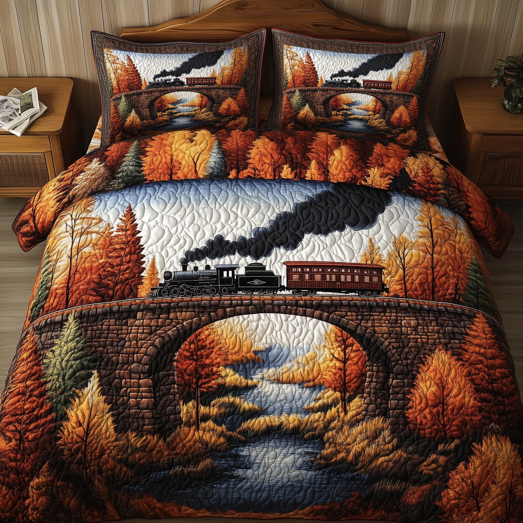 Train Forestbound Journey Quilted Bedding Set Duvet Cover Merchandise Gift Ideas For Train Lovers
