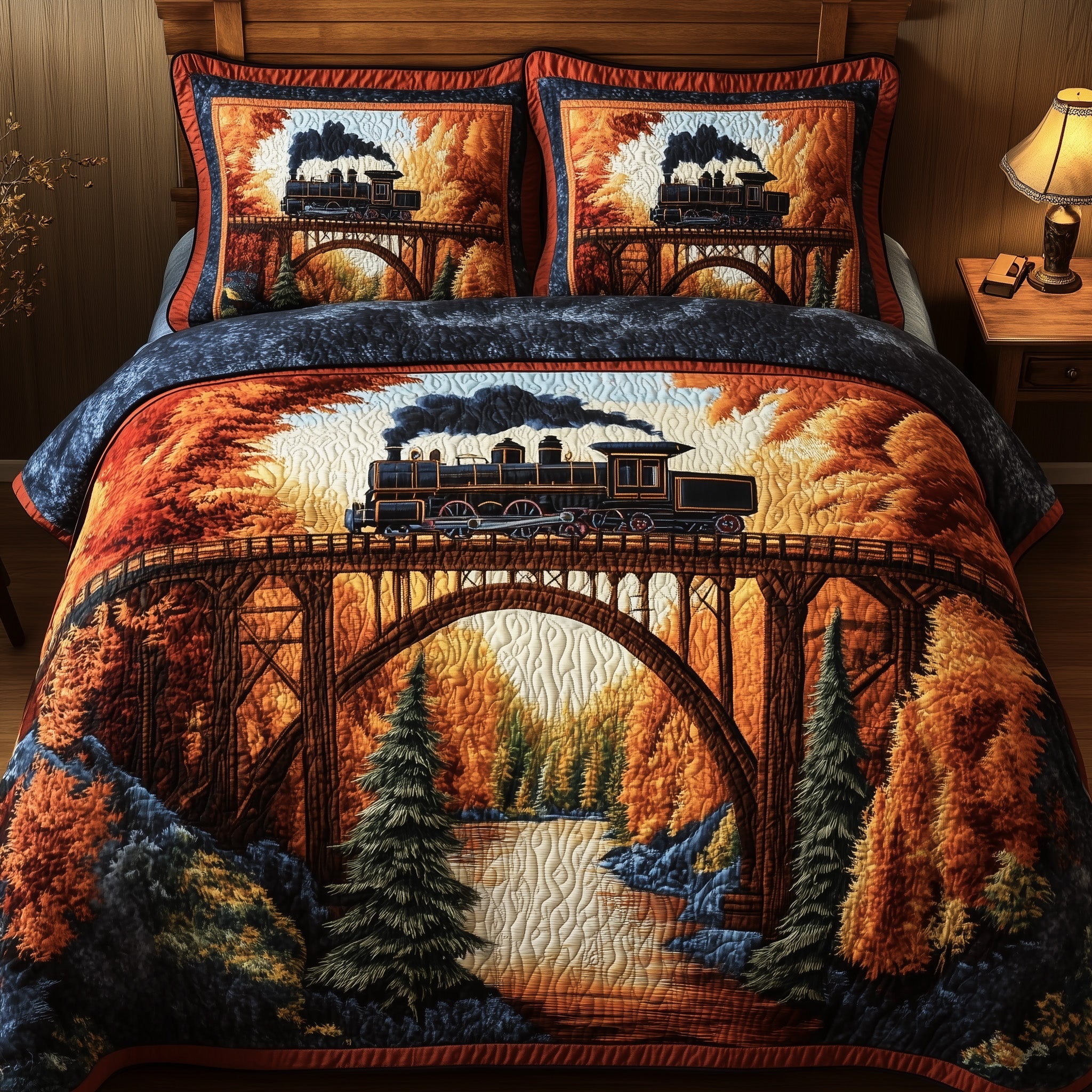 Train Forestbound Journey Quilted Bedding Set Duvet Cover Merchandise Gifts For People Who Like Trains