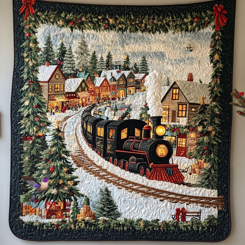 Train in Christmas Quilt Blanket King Size Blanket Christmas Presents For My Wife