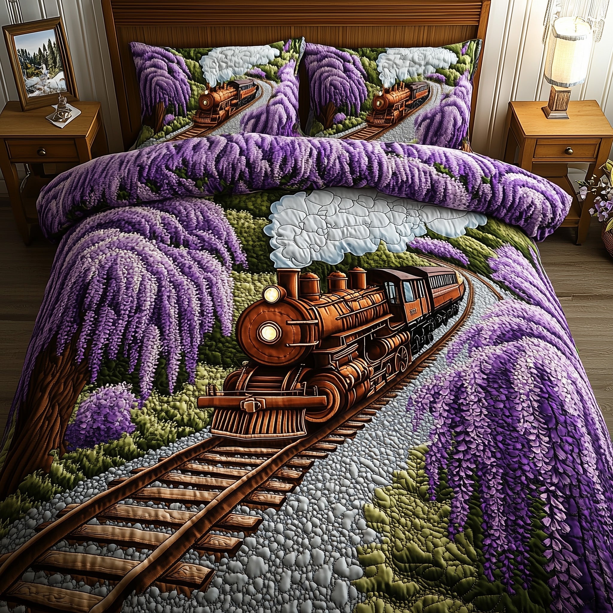Train Journey Quilted Bedding Set Duvet Cover Merchandise Train Gifts For Him