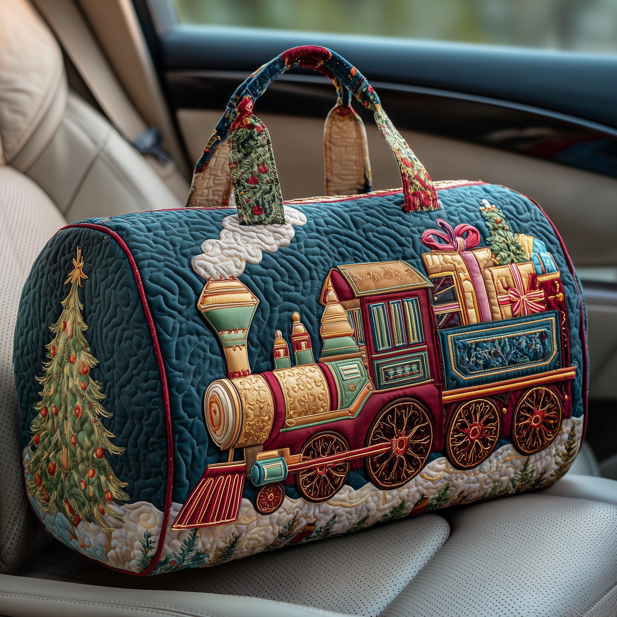 Train Journey Quilted Duffle Bag Anniversary Gift Idea