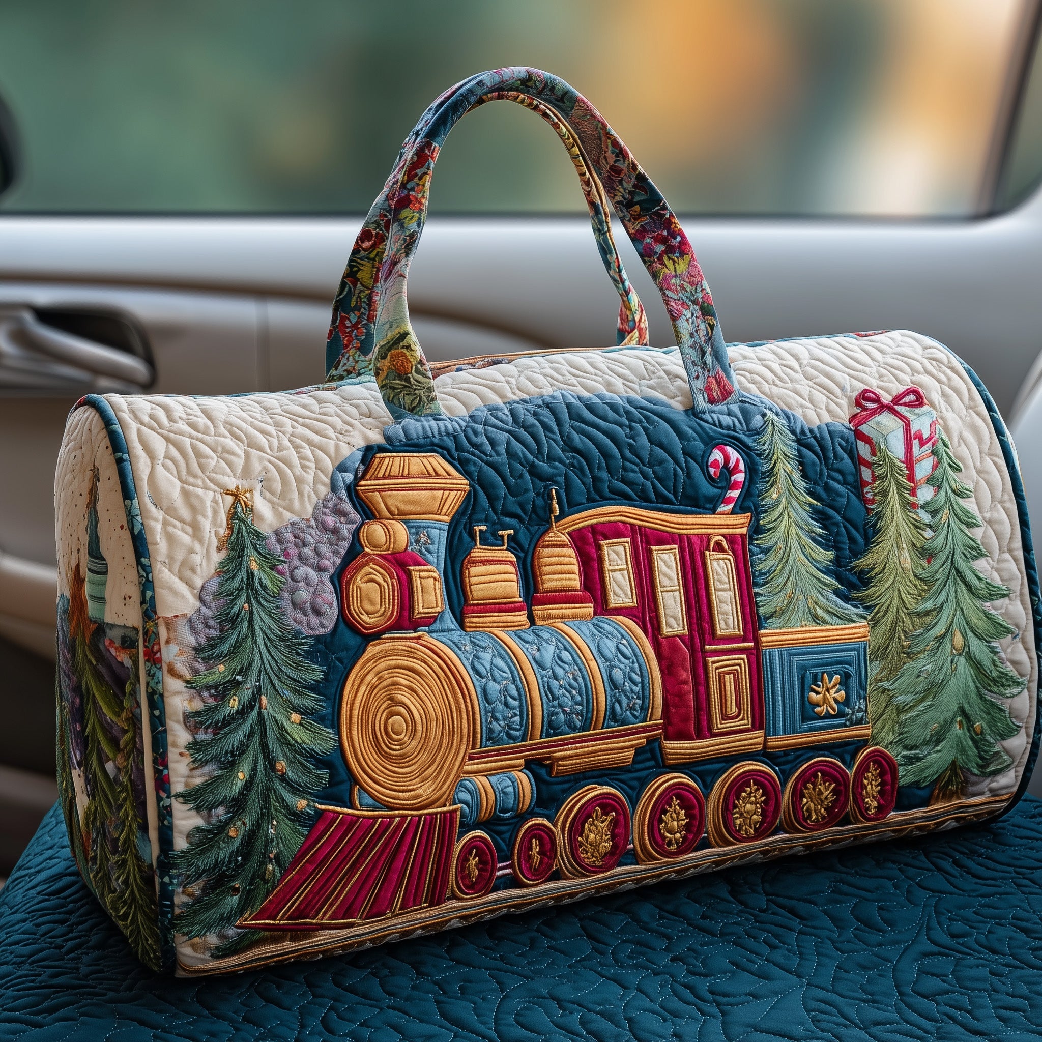 Train Journey Quilted Duffle Bag Everyday Gift Idea