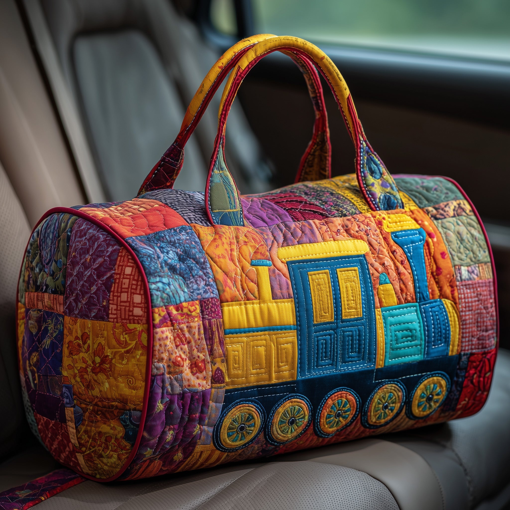 Train Journey Quilted Duffle Bag Fall Gift Choice