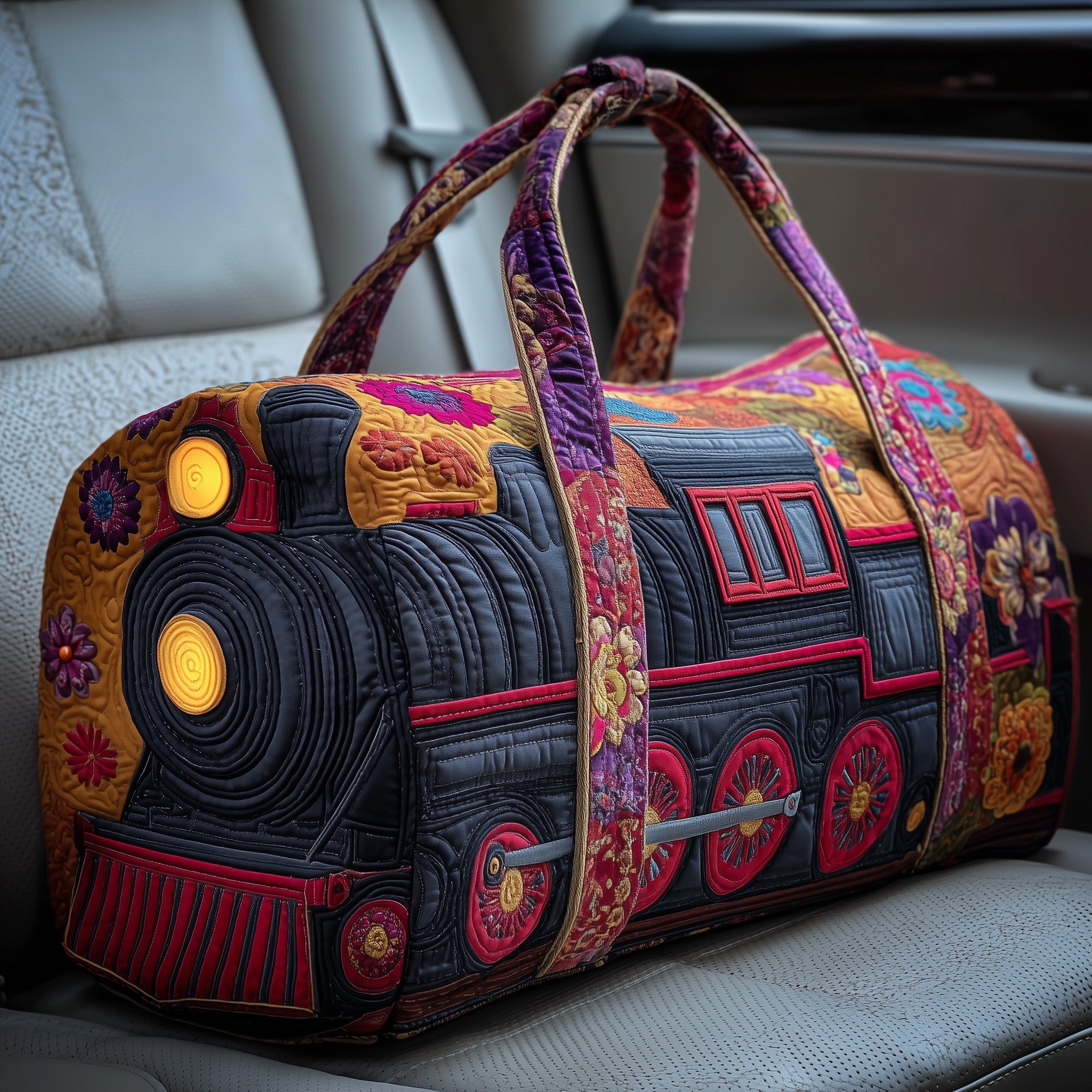 Train Journey Quilted Duffle Bag Spring Gift Idea