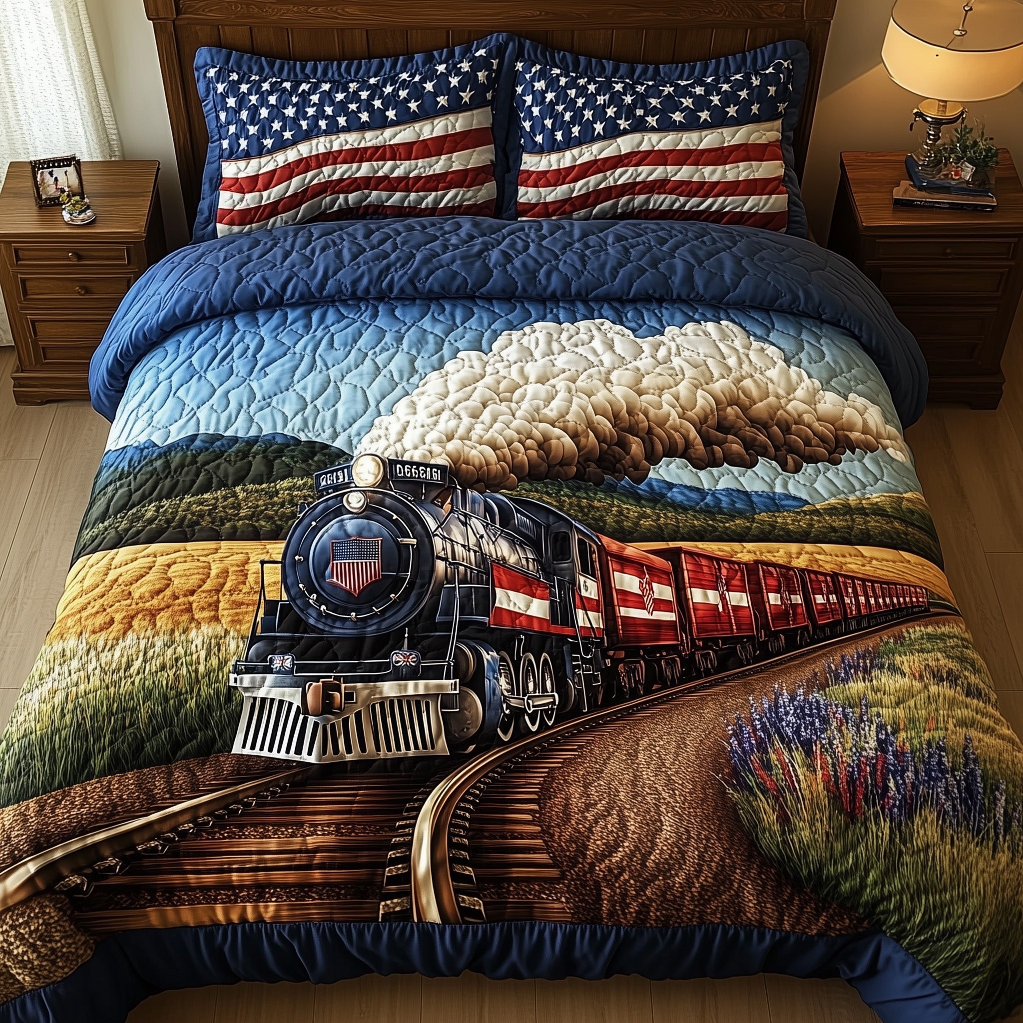 Train to Freedom Quilted Bedding Set Duvet Cover Merchandise Gifts For Train Lovers Adults