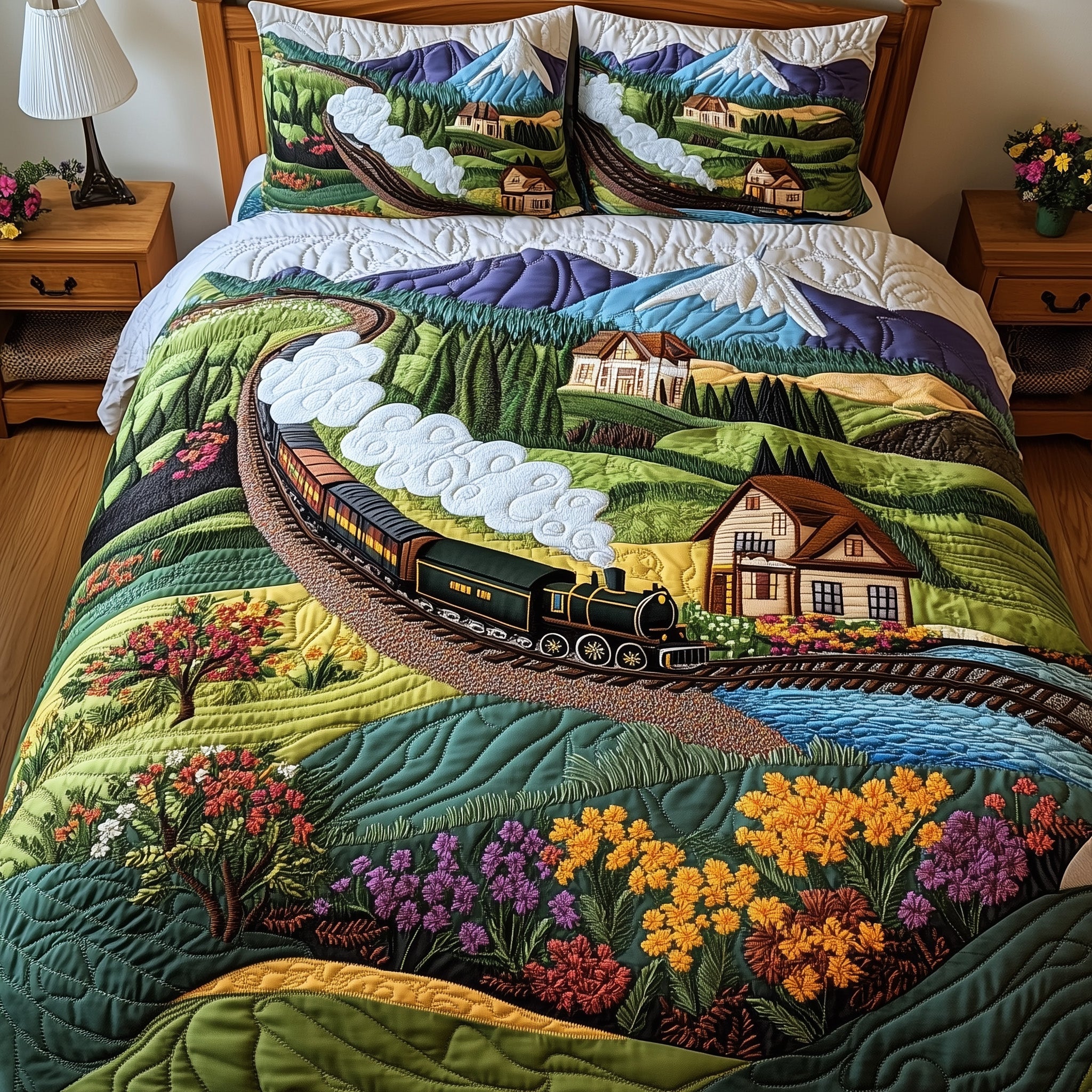 Train To Paradise Quilted Bedding Set All-Season
